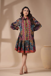 Women Viscose Santton Multi Print Drees - Nyaro