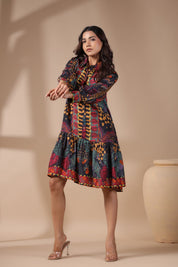 Women Viscose Santton Multi Print Drees - Nyaro