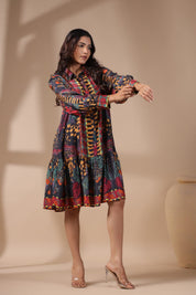 Women Viscose Santton Multi Print Drees - Nyaro