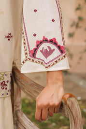 Women White Cotton Embroidered Shrug - Nyaro