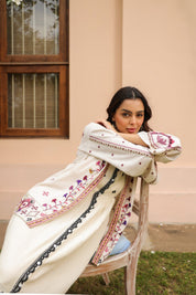 Women White Cotton Embroidered Shrug - Nyaro