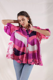 Women Wine Viscose Printed Embroidery Top - Nyaro