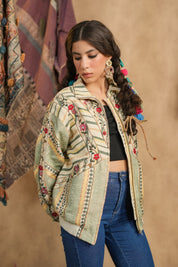 Women Women's Cotton Yarn - Dye Stripe Jacket - Nyaro