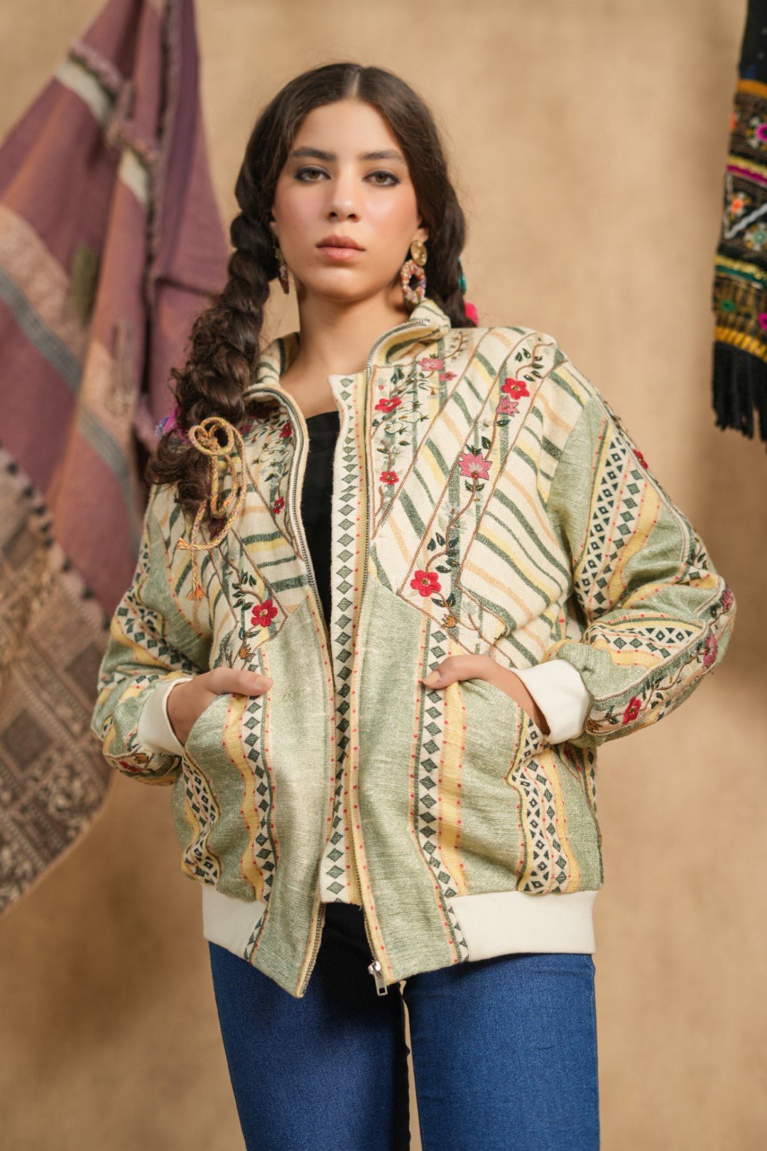 Women Women's Cotton Yarn - Dye Stripe Jacket - Nyaro