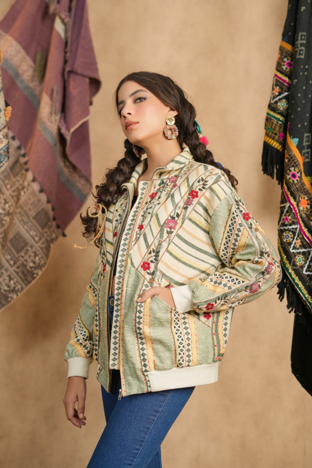 Women Women's Cotton Yarn - Dye Stripe Jacket - Nyaro