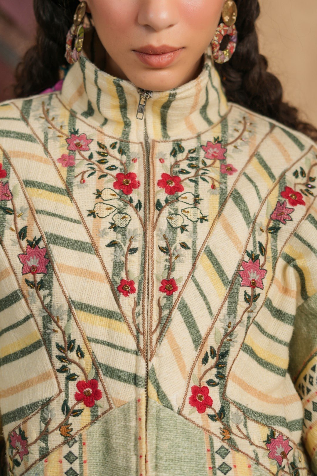 Women Women's Cotton Yarn - Dye Stripe Jacket - Nyaro