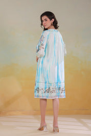 Women’s Blue Rayon Tie - Dye Embroidered Shrug - Nyaro