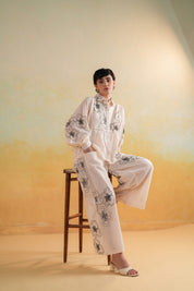 Women’s Cotton Beige Color Embroidered Co - Ord Set - Nyaro
