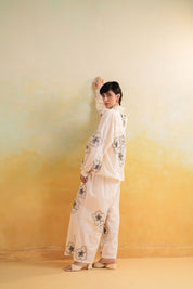 Women’s Cotton Beige Color Embroidered Co - Ord Set - Nyaro