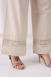 Women’s Cotton Linen Natural Color Embroidered Co - Ord - Nyaro