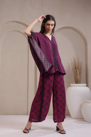 Women's Fuchsia Embroidered Rayon Co - Ord Set - Nyaro