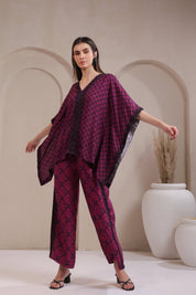 Women's Fuchsia Embroidered Rayon Co - Ord Set - Nyaro