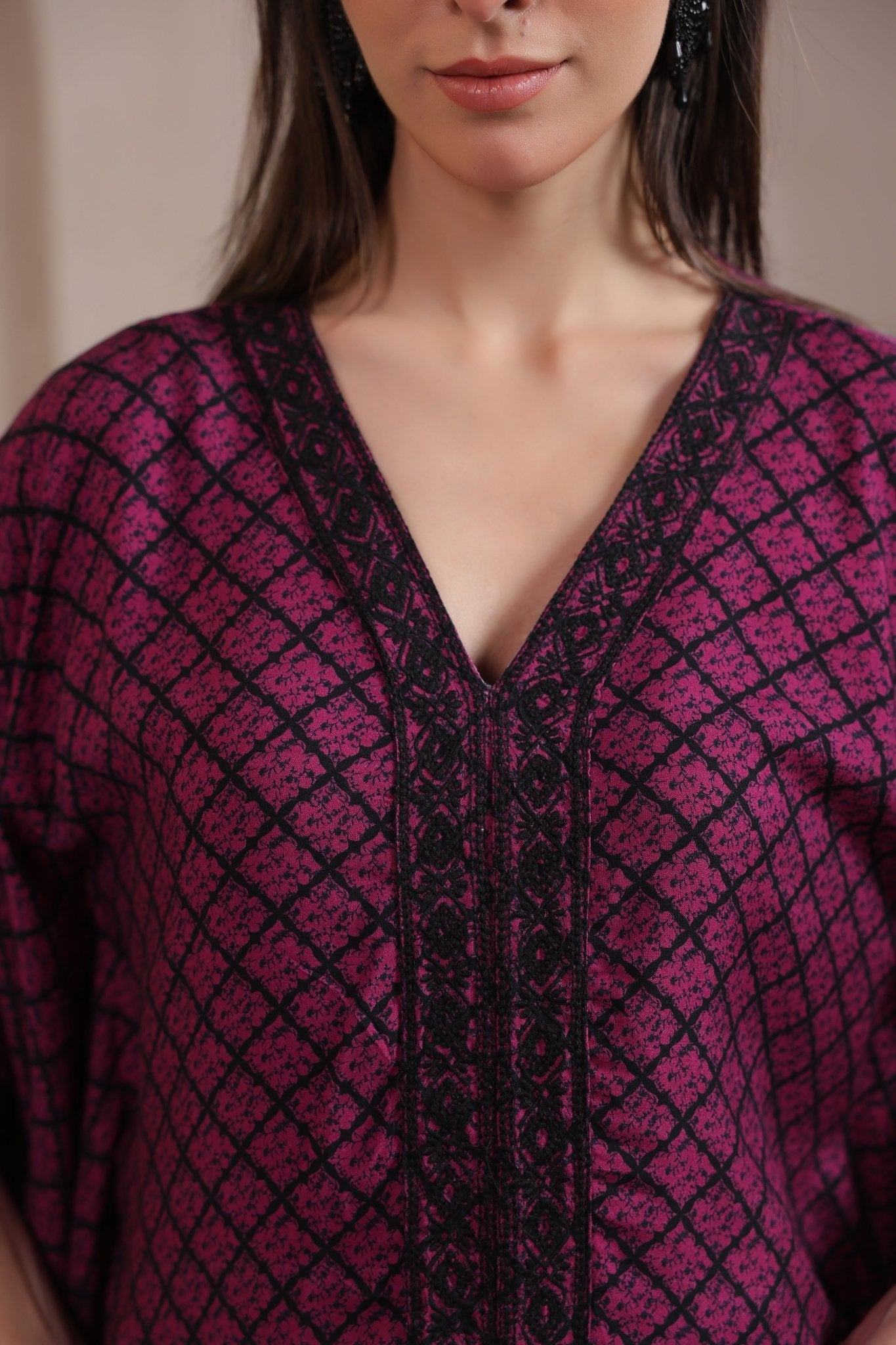 Women's Fuchsia Embroidered Rayon Co - Ord Set - Nyaro