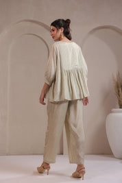 Women's Green Embroidered Viscose Santoon Co - Ord Set - Nyaro