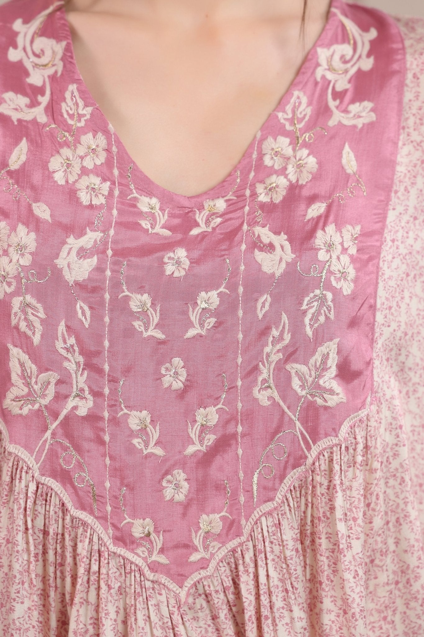 Women's Pink Embroidered Viscose Santoon Co - Ord Set - Nyaro