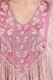 Women's Pink Embroidered Viscose Santoon Co - Ord Set - Nyaro