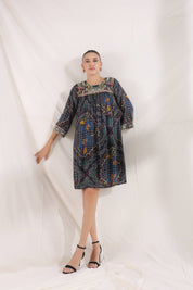 Women’s Viscose Black Santoon Digital Printed Embroidery & Beads Work Mini Dress - Nyaro