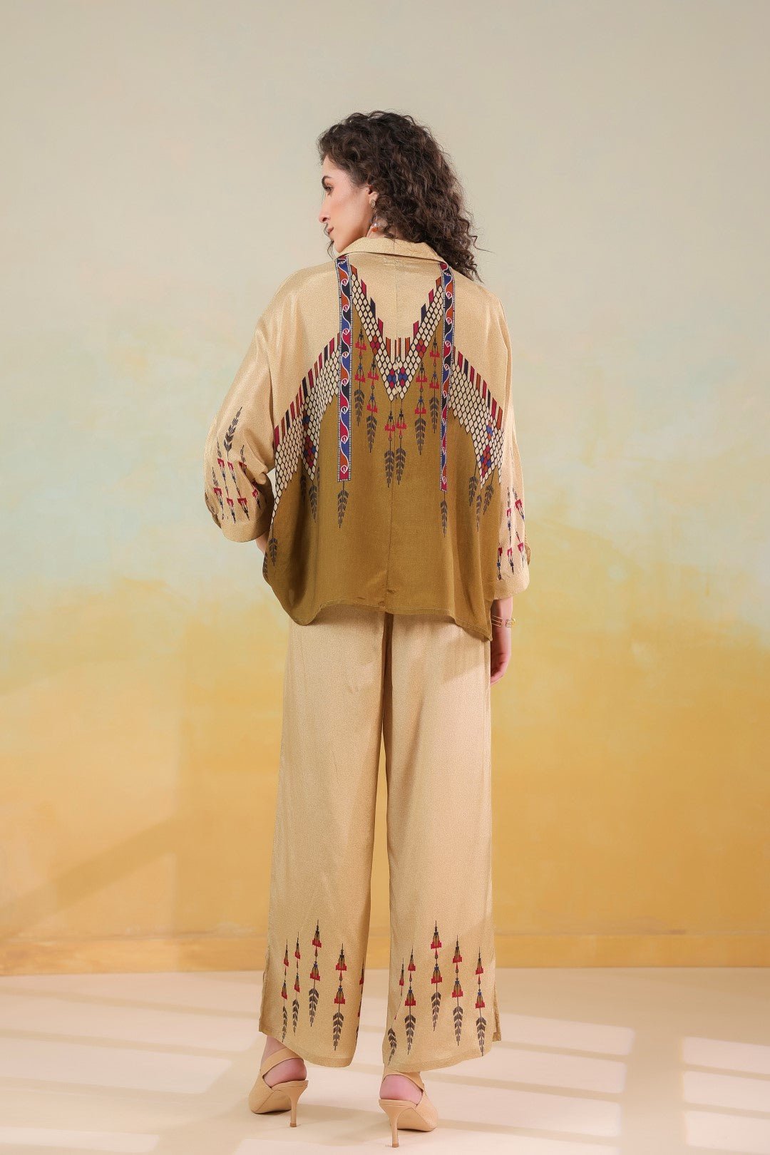 Women’s Viscose Santoon Beige Color Embroidered Co - Ord Set: - Nyaro