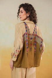 Women’s Viscose Santoon Beige Color Embroidered Co - Ord Set: - Nyaro