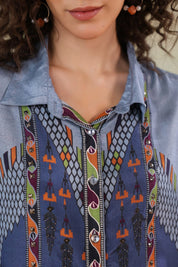 Women’s Viscose Santoon Blue Color Embroidered Co - Ord Set: - Nyaro